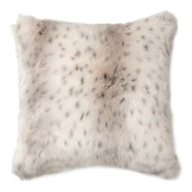 THRESHOLD 2pk Snow Leopard Faux Fur Oversize Square Throw PillowNeutral